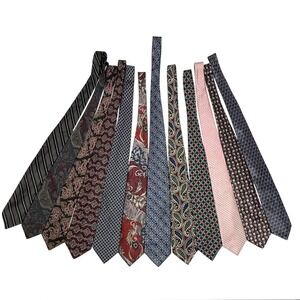Mens Silk Tie Lot of 12 Neckties Assorted Name Brands‎ Patterns